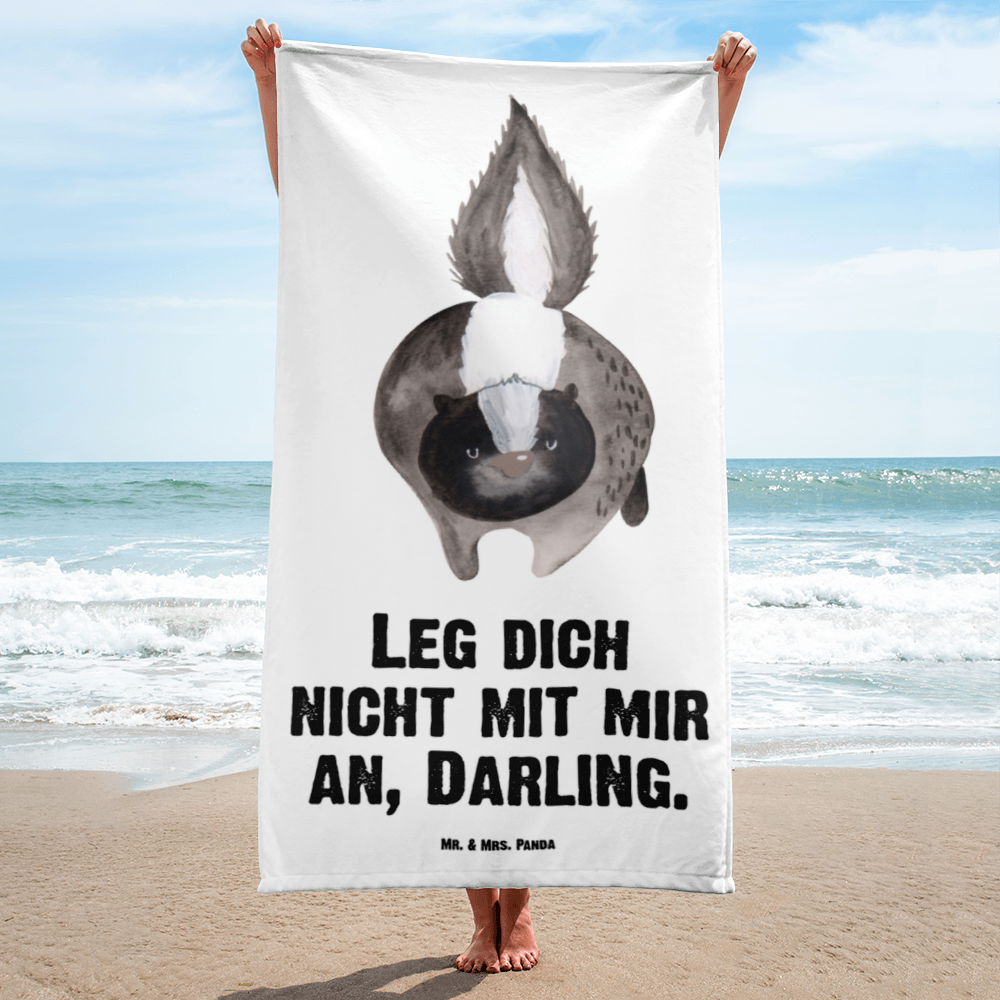 XL Badehandtuch Stinktier Angriff Handtuch, Badetuch, Duschtuch, Strandtuch, Saunatuch, Stinktier, Skunk, Wildtier, Raubtier, Stinker, Stinki, wütend, Drohung