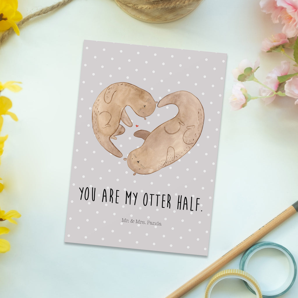 Postkarte Otter Herz Geschenkkarte, Grußkarte, Karte, Einladung, Ansichtskarte, Geburtstagskarte, Einladungskarte, Dankeskarte, Otter, Fischotter, Seeotter, Liebe, Herz, Liebesbeweis, Liebesgeschenk, Bessere Hälfte, Love you, Jahrestag, Hochzeitstag, Verlobung, gemeinsames Leben