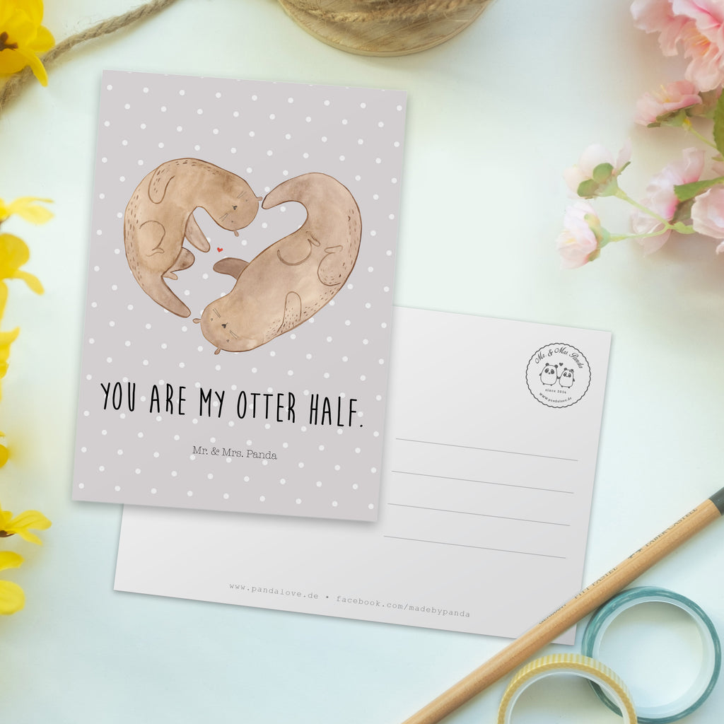 Postkarte Otter Herz Geschenkkarte, Grußkarte, Karte, Einladung, Ansichtskarte, Geburtstagskarte, Einladungskarte, Dankeskarte, Otter, Fischotter, Seeotter, Liebe, Herz, Liebesbeweis, Liebesgeschenk, Bessere Hälfte, Love you, Jahrestag, Hochzeitstag, Verlobung, gemeinsames Leben