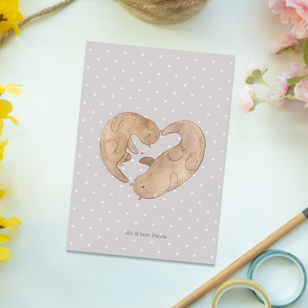 Postkarte Otter Herz Geschenkkarte, Grußkarte, Karte, Einladung, Ansichtskarte, Geburtstagskarte, Einladungskarte, Dankeskarte, Otter, Fischotter, Seeotter, Liebe, Herz, Liebesbeweis, Liebesgeschenk, Bessere Hälfte, Love you, Jahrestag, Hochzeitstag, Verlobung, gemeinsames Leben