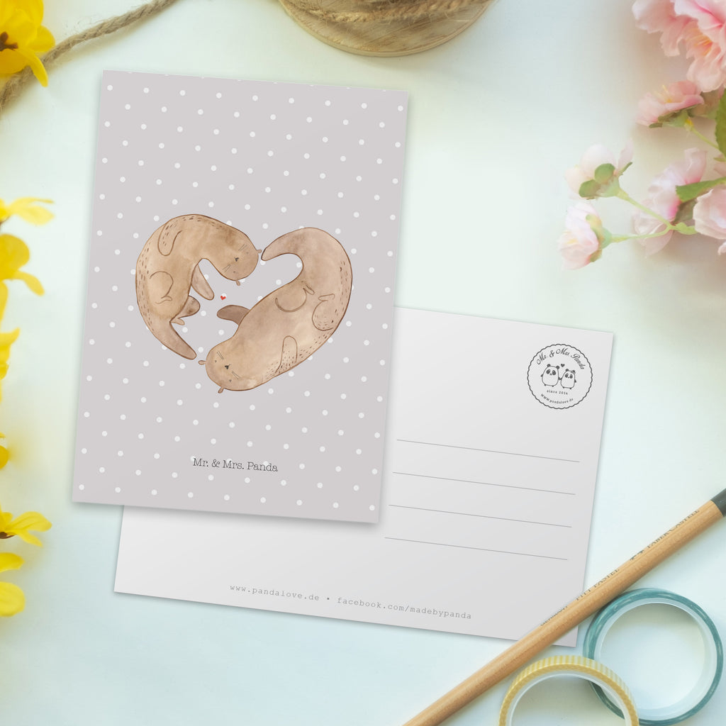 Postkarte Otter Herz Geschenkkarte, Grußkarte, Karte, Einladung, Ansichtskarte, Geburtstagskarte, Einladungskarte, Dankeskarte, Otter, Fischotter, Seeotter, Liebe, Herz, Liebesbeweis, Liebesgeschenk, Bessere Hälfte, Love you, Jahrestag, Hochzeitstag, Verlobung, gemeinsames Leben