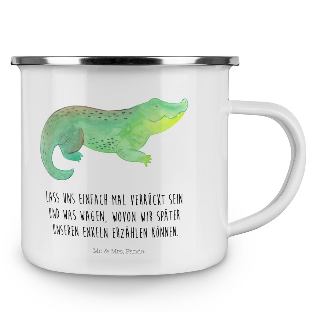Camping Emaille Tasse Krokodil Campingtasse, Trinkbecher, Metalltasse, Outdoor Tasse, Emaille Trinkbecher, Blechtasse Outdoor, Emaille Campingbecher, Edelstahl Trinkbecher, Metalltasse für Camping, Kaffee Blechtasse, Camping Tasse Metall, Meerestiere, Meer, Urlaub, Krokodil, Krokodile, verrückt sein, spontan sein, Abenteuerlust, Reiselust, Freundin, beste Freundin, Lieblingsmensch