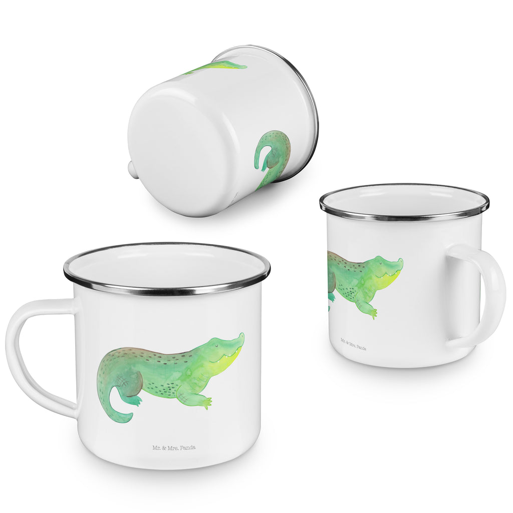 Camping Emaille Tasse Krokodil Campingtasse, Trinkbecher, Metalltasse, Outdoor Tasse, Emaille Trinkbecher, Blechtasse Outdoor, Emaille Campingbecher, Edelstahl Trinkbecher, Metalltasse für Camping, Kaffee Blechtasse, Camping Tasse Metall, Meerestiere, Meer, Urlaub, Krokodil, Krokodile, verrückt sein, spontan sein, Abenteuerlust, Reiselust, Freundin, beste Freundin, Lieblingsmensch