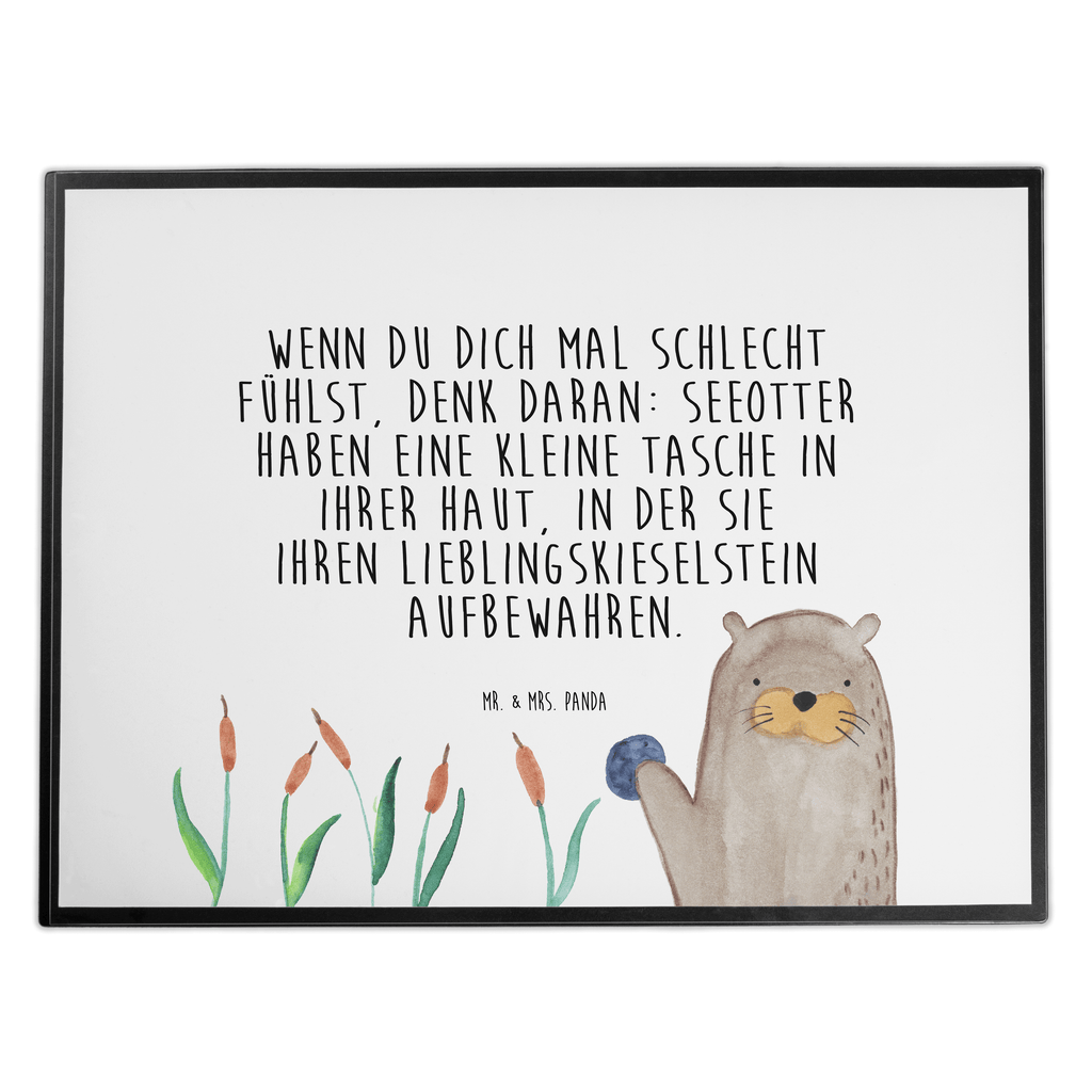 Schreibtischunterlage Otter mit Stein Schreibunterlage, Schreibtischauflage, Bürobedarf, Büroartikel, Schreibwaren, Schreibtisch Unterlagen, Schreibtischunterlage Groß, Otter, Fischotter, Seeotter, Otter Seeotter See Otter