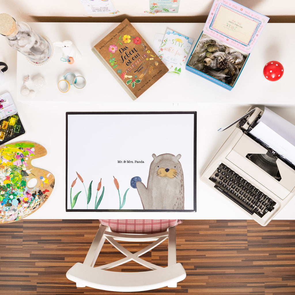 Schreibtischunterlage Otter mit Stein Schreibunterlage, Schreibtischauflage, Bürobedarf, Büroartikel, Schreibwaren, Schreibtisch Unterlagen, Schreibtischunterlage Groß, Otter, Fischotter, Seeotter, Otter Seeotter See Otter