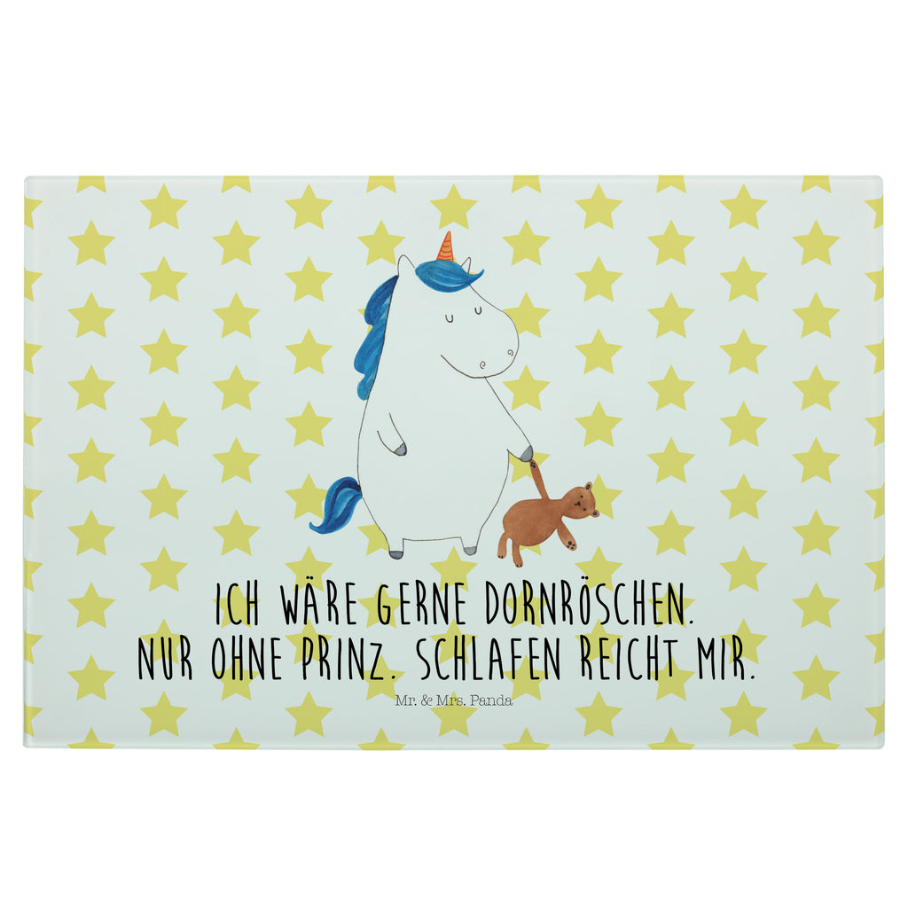 Medium Glas Schneidbrett Einhorn Teddy Glasschneidebrett, Schneidebrett, Einhorn, Einhörner, Einhorn Deko, Pegasus, Unicorn, schlafen, gute Nacht, Single, Bett, Träumen, Freundin, Singleleben