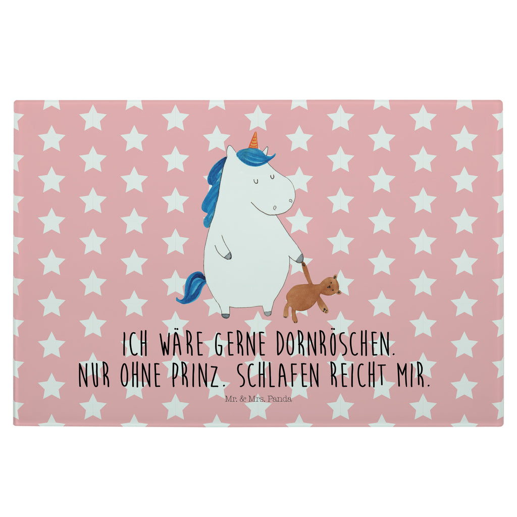Medium Glas Schneidbrett Einhorn Teddy Glasschneidebrett, Schneidebrett, Einhorn, Einhörner, Einhorn Deko, Pegasus, Unicorn, schlafen, gute Nacht, Single, Bett, Träumen, Freundin, Singleleben