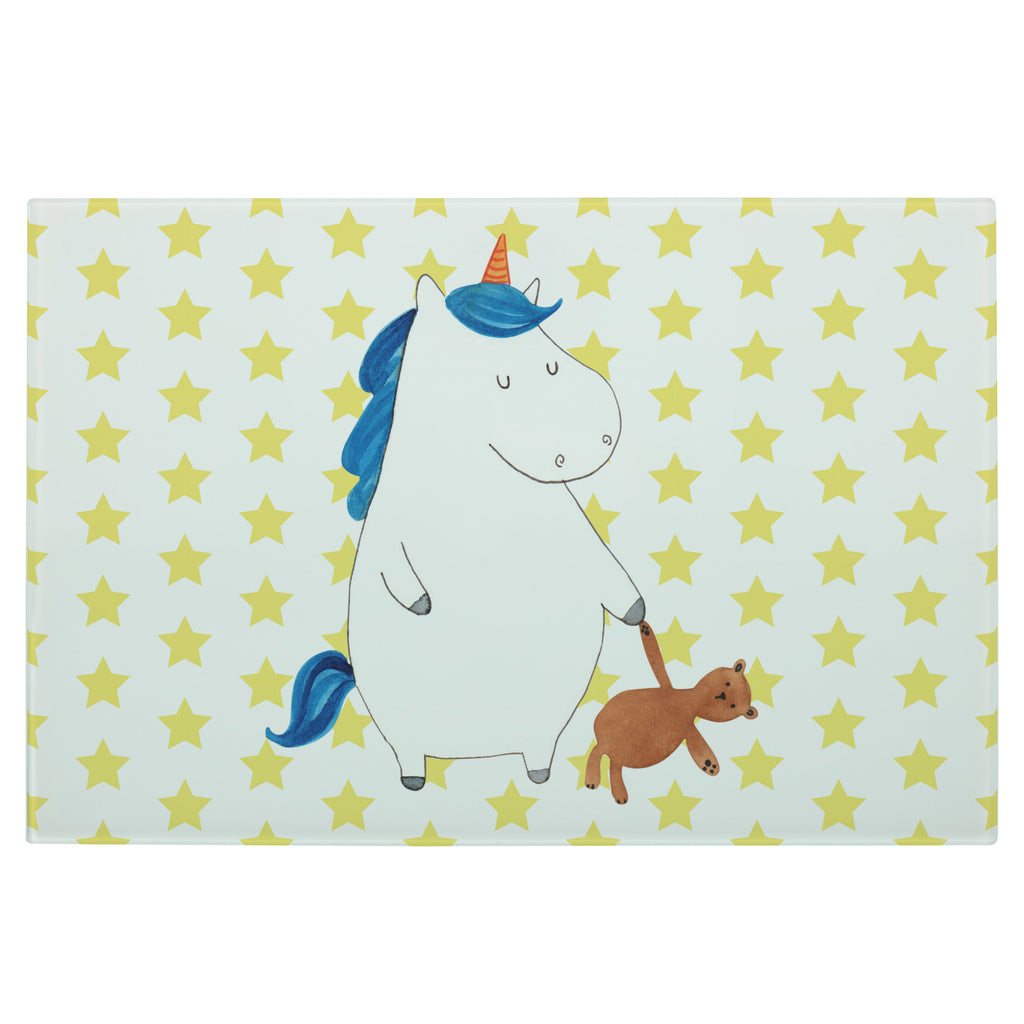 Medium Glas Schneidbrett Einhorn Teddy Glasschneidebrett, Schneidebrett, Einhorn, Einhörner, Einhorn Deko, Pegasus, Unicorn, schlafen, gute Nacht, Single, Bett, Träumen, Freundin, Singleleben