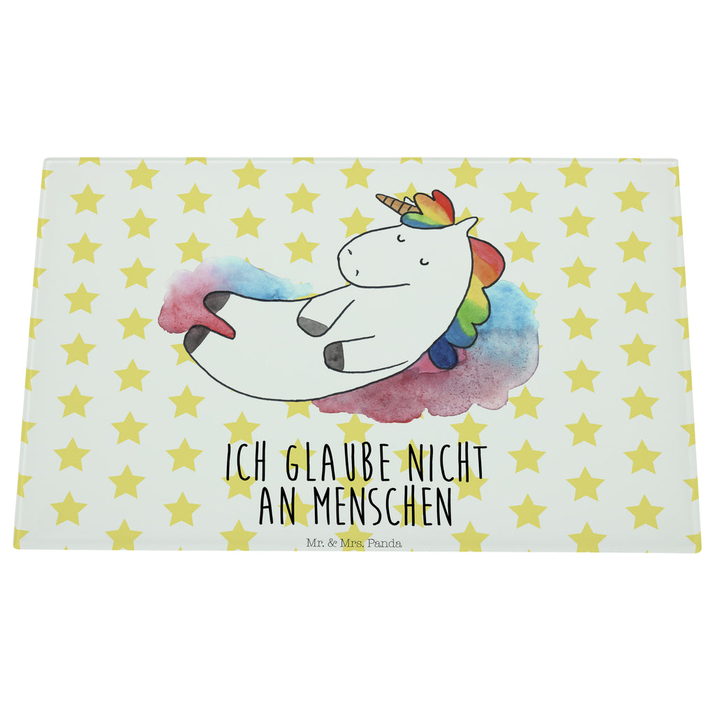 Medium Glas Schneidbrett Einhorn Wolke 7 Glasschneidebrett, Schneidebrett, Einhorn, Einhörner, Einhorn Deko, Pegasus, Unicorn, verliebt, Menschen, witzig, lustig, Geschenk, Glaube, Realität, Lächeln