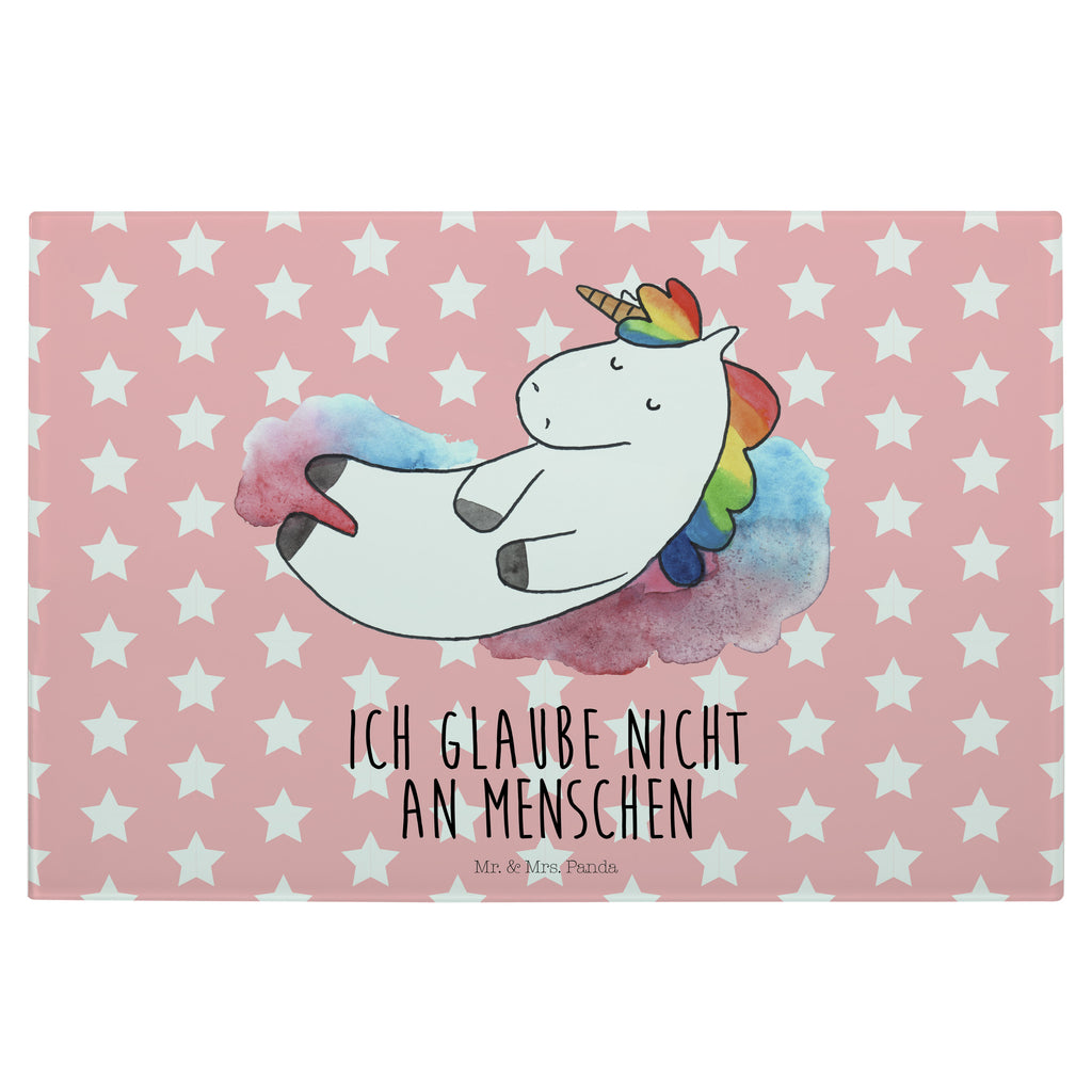 Medium Glas Schneidbrett Einhorn Wolke 7 Glasschneidebrett, Schneidebrett, Einhorn, Einhörner, Einhorn Deko, Pegasus, Unicorn, verliebt, Menschen, witzig, lustig, Geschenk, Glaube, Realität, Lächeln