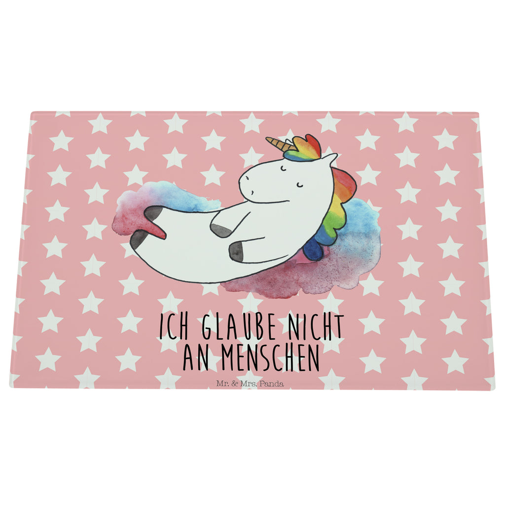 Medium Glas Schneidbrett Einhorn Wolke 7 Glasschneidebrett, Schneidebrett, Einhorn, Einhörner, Einhorn Deko, Pegasus, Unicorn, verliebt, Menschen, witzig, lustig, Geschenk, Glaube, Realität, Lächeln