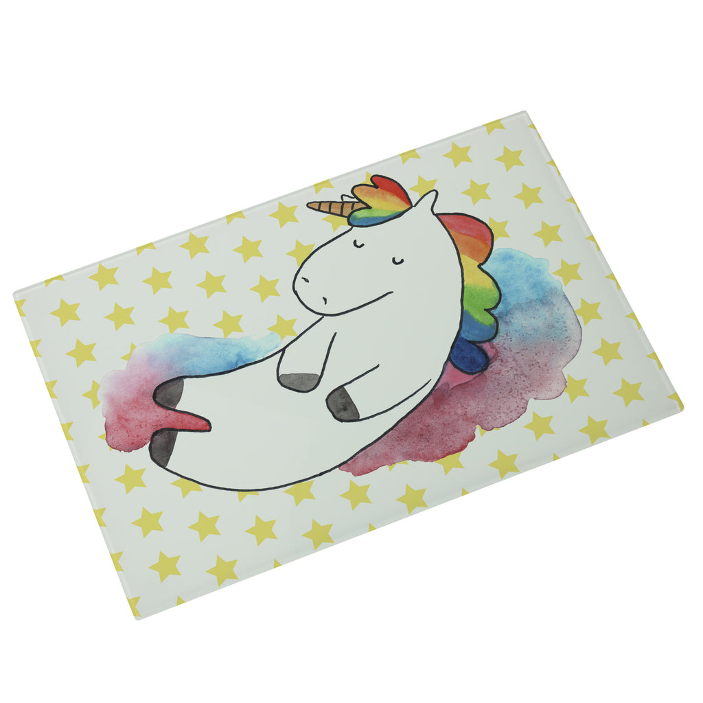Medium Glas Schneidbrett Einhorn Wolke 7 Glasschneidebrett, Schneidebrett, Einhorn, Einhörner, Einhorn Deko, Pegasus, Unicorn, verliebt, Menschen, witzig, lustig, Geschenk, Glaube, Realität, Lächeln