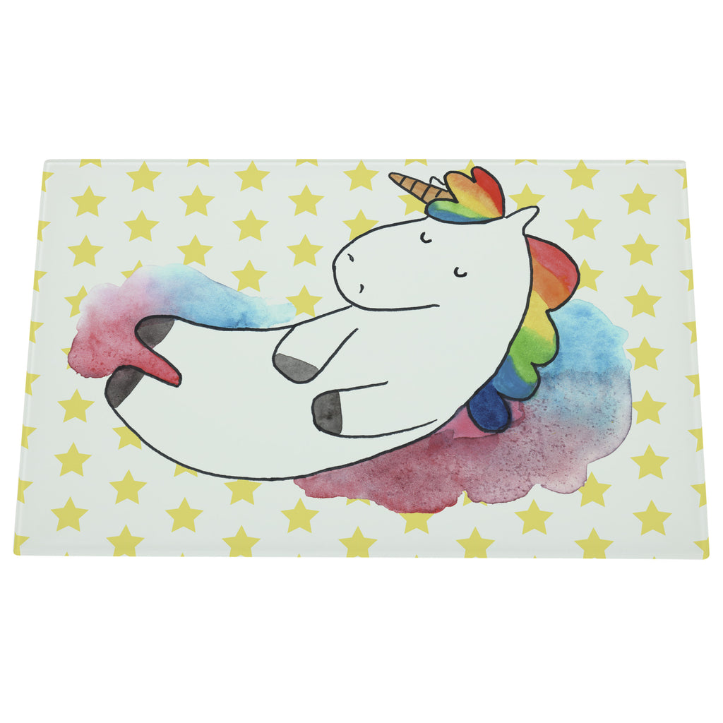 Medium Glas Schneidbrett Einhorn Wolke 7 Glasschneidebrett, Schneidebrett, Einhorn, Einhörner, Einhorn Deko, Pegasus, Unicorn, verliebt, Menschen, witzig, lustig, Geschenk, Glaube, Realität, Lächeln