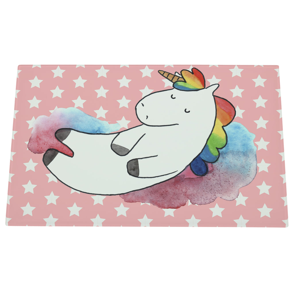 Medium Glas Schneidbrett Einhorn Wolke 7 Glasschneidebrett, Schneidebrett, Einhorn, Einhörner, Einhorn Deko, Pegasus, Unicorn, verliebt, Menschen, witzig, lustig, Geschenk, Glaube, Realität, Lächeln
