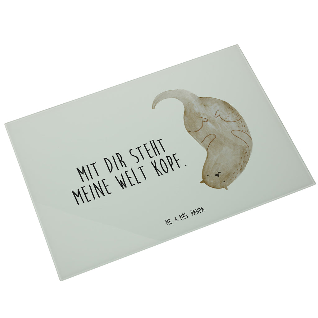 XL Glas Schneidbrett Otter kopfüber Glasschneidebrett, Schneidebrett, Frühstücksbrett, Küche, Otter, Fischotter, Seeotter, Otter Seeotter See Otter