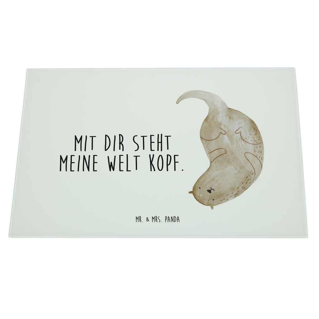 XL Glas Schneidbrett Otter kopfüber Glasschneidebrett, Schneidebrett, Frühstücksbrett, Küche, Otter, Fischotter, Seeotter, Otter Seeotter See Otter