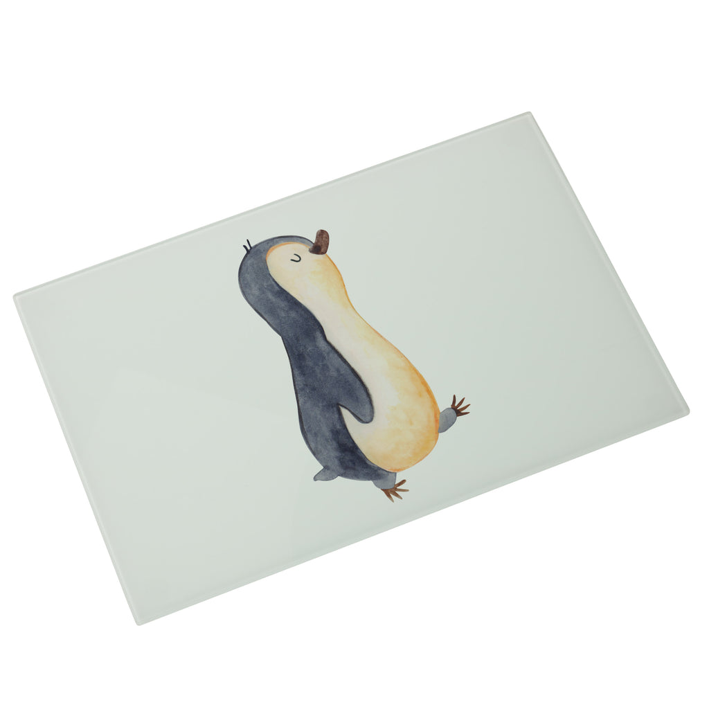 Medium Glas Schneidbrett Pinguin marschierend Glasschneidebrett, Schneidebrett, Pinguin, Pinguine, Frühaufsteher, Langschläfer, Bruder, Schwester, Familie