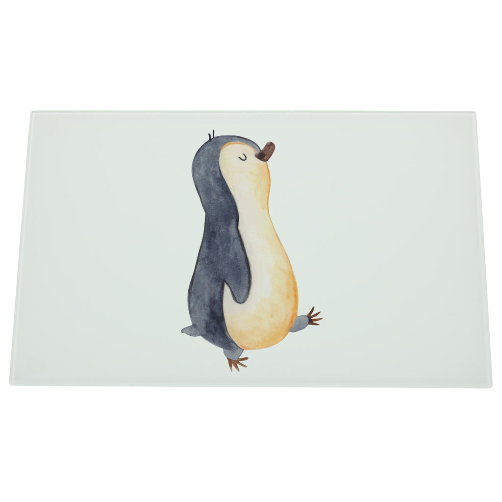 Medium Glas Schneidbrett Pinguin marschierend Glasschneidebrett, Schneidebrett, Pinguin, Pinguine, Frühaufsteher, Langschläfer, Bruder, Schwester, Familie