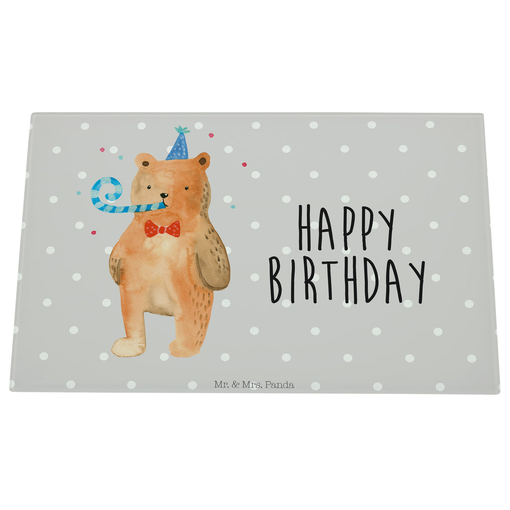 Medium Glas Schneidbrett Birthday Bär Glasschneidebrett, Schneidebrett, Bär, Teddy, Teddybär, Happy Birthday, Alles Gute, Glückwunsch, Geburtstag