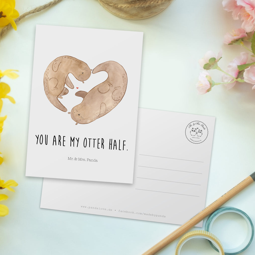 Postkarte Otter Herz Geschenkkarte, Grußkarte, Karte, Einladung, Ansichtskarte, Geburtstagskarte, Einladungskarte, Dankeskarte, Otter, Fischotter, Seeotter, Liebe, Herz, Liebesbeweis, Liebesgeschenk, Bessere Hälfte, Love you, Jahrestag, Hochzeitstag, Verlobung, gemeinsames Leben