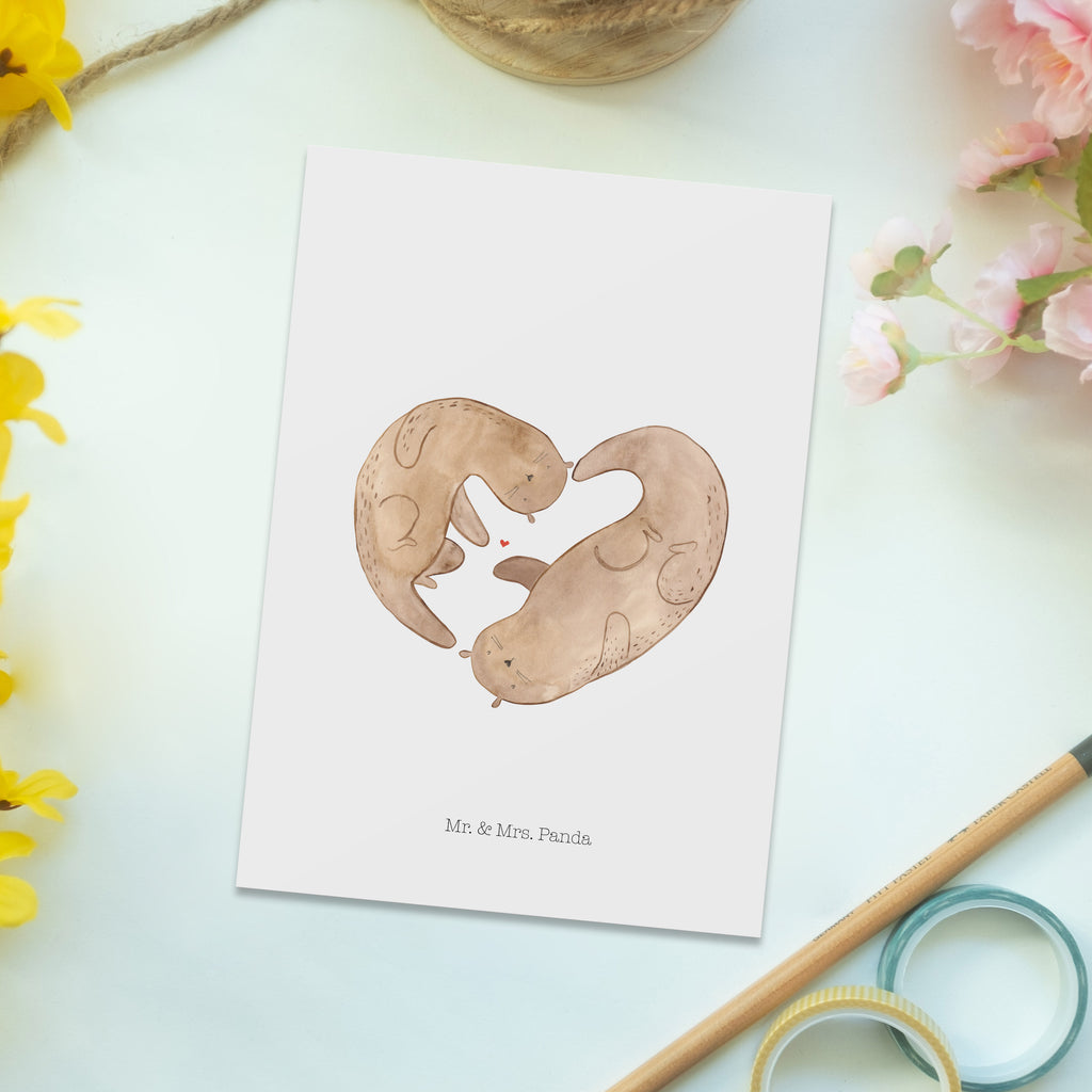 Postkarte Otter Herz Geschenkkarte, Grußkarte, Karte, Einladung, Ansichtskarte, Geburtstagskarte, Einladungskarte, Dankeskarte, Otter, Fischotter, Seeotter, Liebe, Herz, Liebesbeweis, Liebesgeschenk, Bessere Hälfte, Love you, Jahrestag, Hochzeitstag, Verlobung, gemeinsames Leben