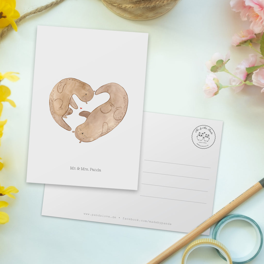 Postkarte Otter Herz Geschenkkarte, Grußkarte, Karte, Einladung, Ansichtskarte, Geburtstagskarte, Einladungskarte, Dankeskarte, Otter, Fischotter, Seeotter, Liebe, Herz, Liebesbeweis, Liebesgeschenk, Bessere Hälfte, Love you, Jahrestag, Hochzeitstag, Verlobung, gemeinsames Leben