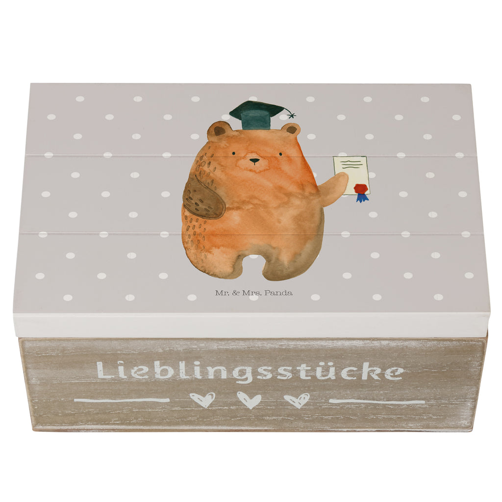 Holzkiste Prüfungsbär Holzkiste, Kiste, Schatzkiste, Truhe, Schatulle, XXL, Erinnerungsbox, Erinnerungskiste, Dekokiste, Aufbewahrungsbox, Bär, Teddy, Teddybär, Abitur, Prüfungen, Prüfung bestanden, Abschluss, Zeugnis, Abschlusszeugnis