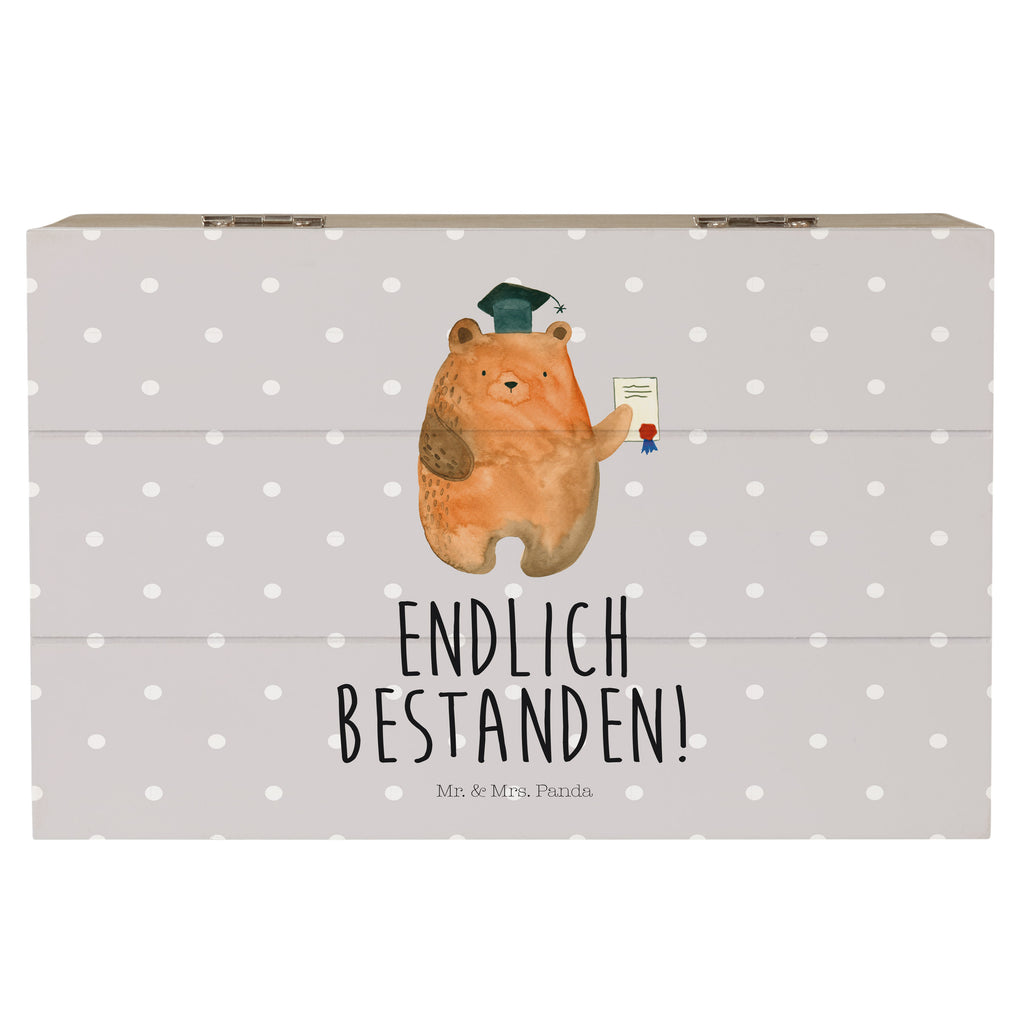 Holzkiste Prüfungsbär Holzkiste, Kiste, Schatzkiste, Truhe, Schatulle, XXL, Erinnerungsbox, Erinnerungskiste, Dekokiste, Aufbewahrungsbox, Bär, Teddy, Teddybär, Abitur, Prüfungen, Prüfung bestanden, Abschluss, Zeugnis, Abschlusszeugnis
