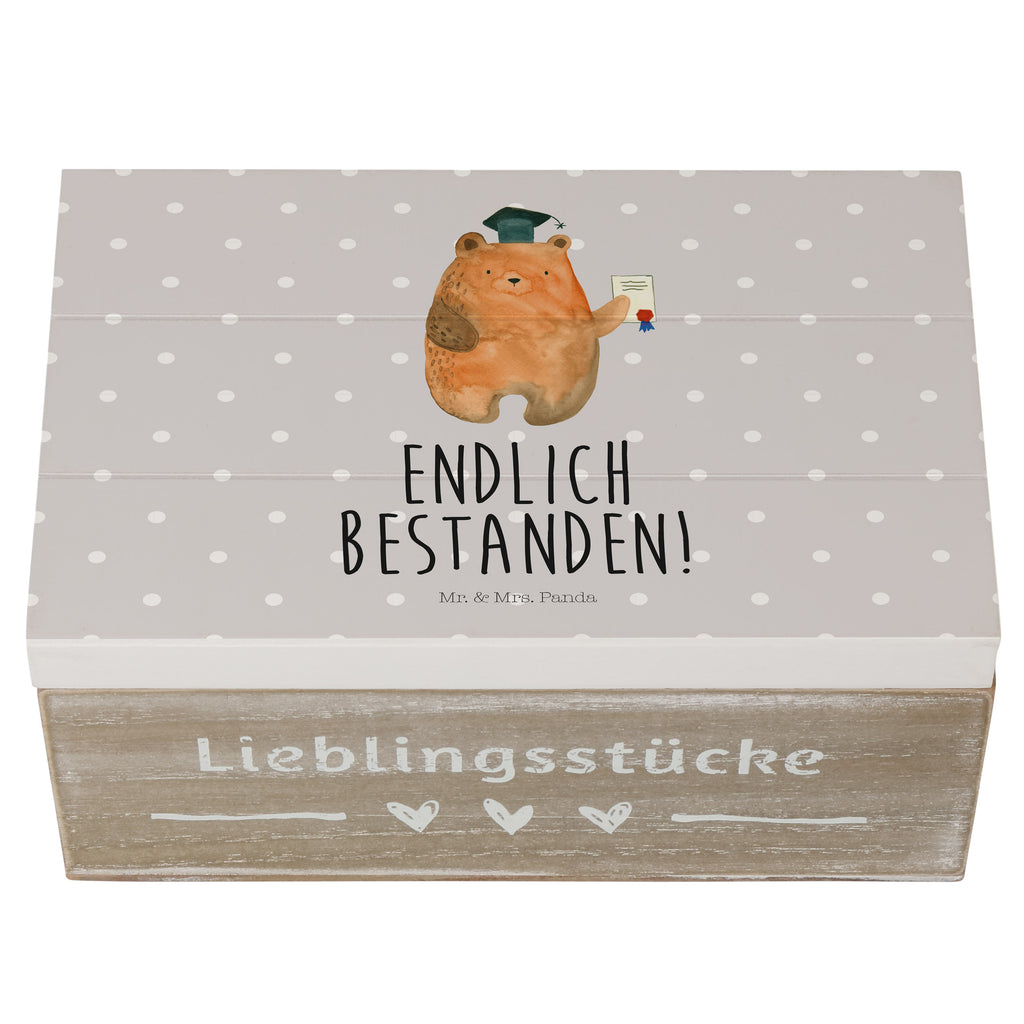 Holzkiste Prüfungsbär Holzkiste, Kiste, Schatzkiste, Truhe, Schatulle, XXL, Erinnerungsbox, Erinnerungskiste, Dekokiste, Aufbewahrungsbox, Bär, Teddy, Teddybär, Abitur, Prüfungen, Prüfung bestanden, Abschluss, Zeugnis, Abschlusszeugnis