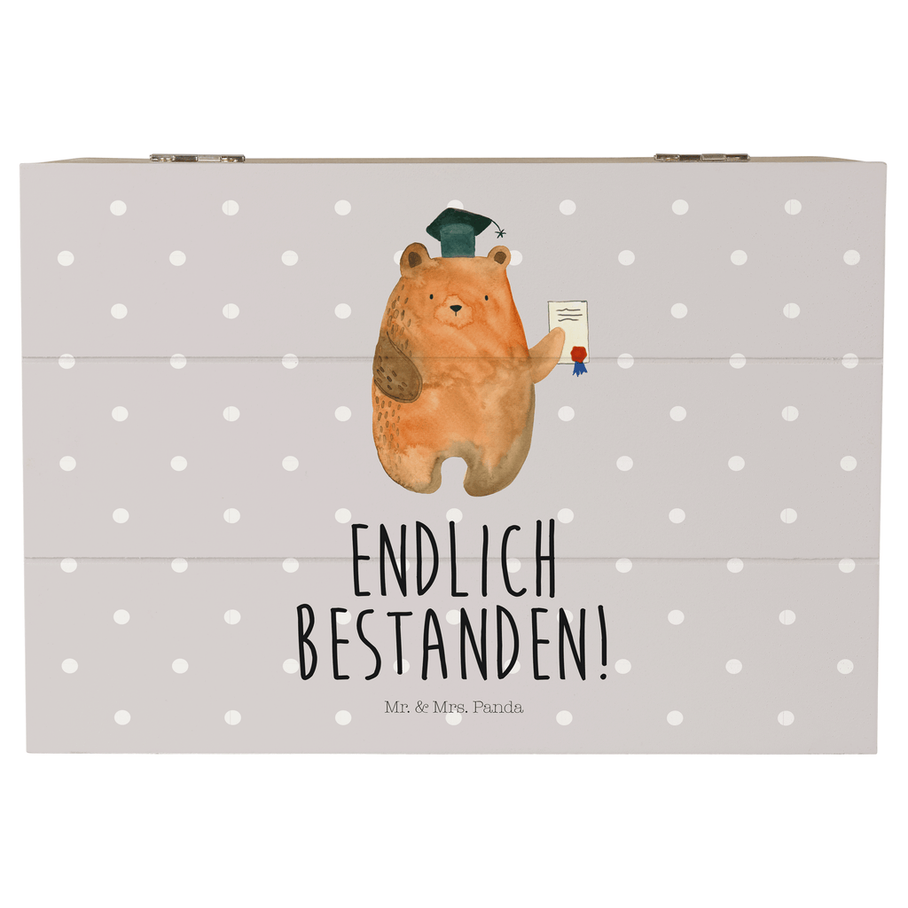 Holzkiste Prüfungsbär Holzkiste, Kiste, Schatzkiste, Truhe, Schatulle, XXL, Erinnerungsbox, Erinnerungskiste, Dekokiste, Aufbewahrungsbox, Bär, Teddy, Teddybär, Abitur, Prüfungen, Prüfung bestanden, Abschluss, Zeugnis, Abschlusszeugnis