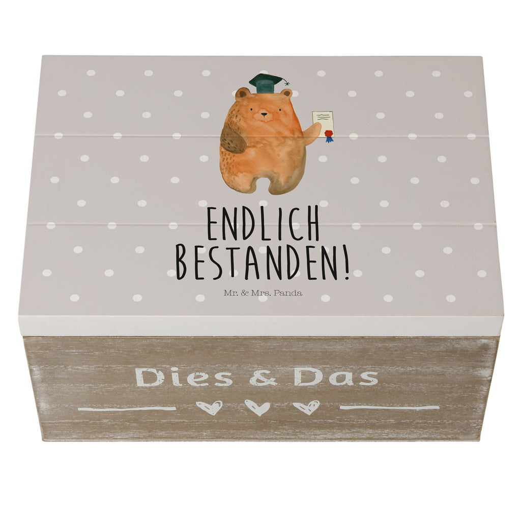 Holzkiste Prüfungsbär Holzkiste, Kiste, Schatzkiste, Truhe, Schatulle, XXL, Erinnerungsbox, Erinnerungskiste, Dekokiste, Aufbewahrungsbox, Bär, Teddy, Teddybär, Abitur, Prüfungen, Prüfung bestanden, Abschluss, Zeugnis, Abschlusszeugnis