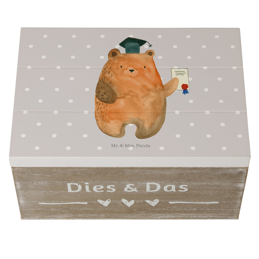 Holzkiste Prüfungsbär Holzkiste, Kiste, Schatzkiste, Truhe, Schatulle, XXL, Erinnerungsbox, Erinnerungskiste, Dekokiste, Aufbewahrungsbox, Bär, Teddy, Teddybär, Abitur, Prüfungen, Prüfung bestanden, Abschluss, Zeugnis, Abschlusszeugnis