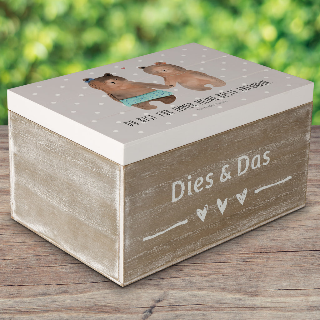 Holzkiste Bär Freundin Holzkiste, Kiste, Schatzkiste, Truhe, Schatulle, XXL, Erinnerungsbox, Erinnerungskiste, Dekokiste, Aufbewahrungsbox, Bär, Teddy, Teddybär, Bär Freundin Beste Freund Liebe Liebesbeweis Verliebt Kumpel Kumpeliene