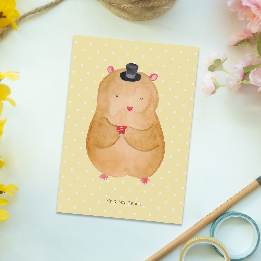 Postkarte Hamster mit Hut Geschenkkarte, Grußkarte, Karte, Einladung, Ansichtskarte, Geburtstagskarte, Einladungskarte, Dankeskarte, Tiermotive, Gute Laune, lustige Sprüche, Tiere, Hamster, Hut, Magier, Zylinder, Zwerghamster, Zauberer, Houdini