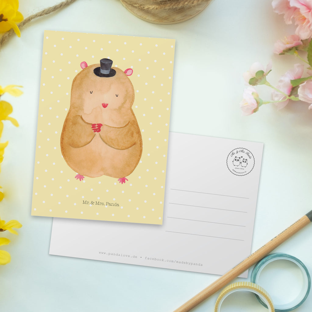 Postkarte Hamster mit Hut Geschenkkarte, Grußkarte, Karte, Einladung, Ansichtskarte, Geburtstagskarte, Einladungskarte, Dankeskarte, Tiermotive, Gute Laune, lustige Sprüche, Tiere, Hamster, Hut, Magier, Zylinder, Zwerghamster, Zauberer, Houdini