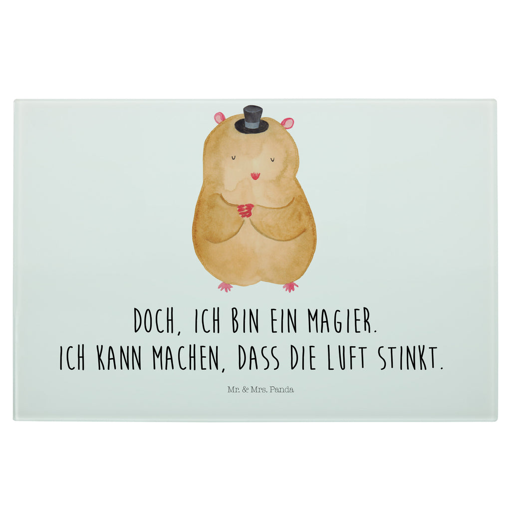 Medium Glas Schneidbrett Hamster mit Hut Glasschneidebrett, Schneidebrett, Tiermotive, Gute Laune, lustige Sprüche, Tiere, Hamster, Hut, Magier, Zylinder, Zwerghamster, Zauberer, Houdini