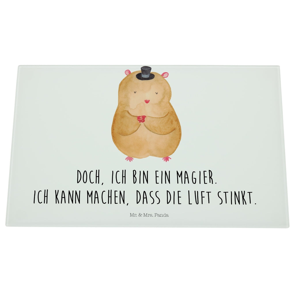 Medium Glas Schneidbrett Hamster mit Hut Glasschneidebrett, Schneidebrett, Tiermotive, Gute Laune, lustige Sprüche, Tiere, Hamster, Hut, Magier, Zylinder, Zwerghamster, Zauberer, Houdini