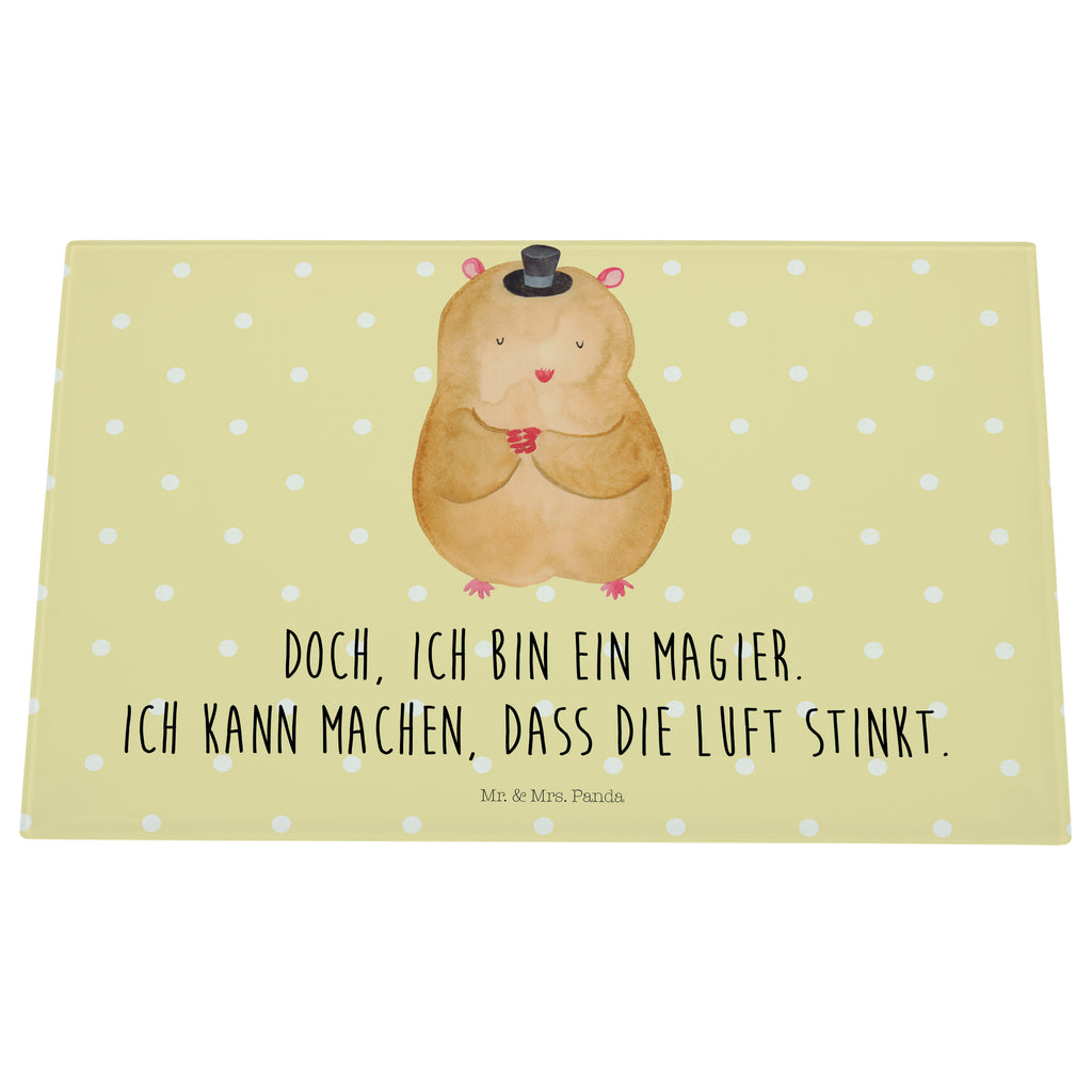 Medium Glas Schneidbrett Hamster mit Hut Glasschneidebrett, Schneidebrett, Tiermotive, Gute Laune, lustige Sprüche, Tiere, Hamster, Hut, Magier, Zylinder, Zwerghamster, Zauberer, Houdini