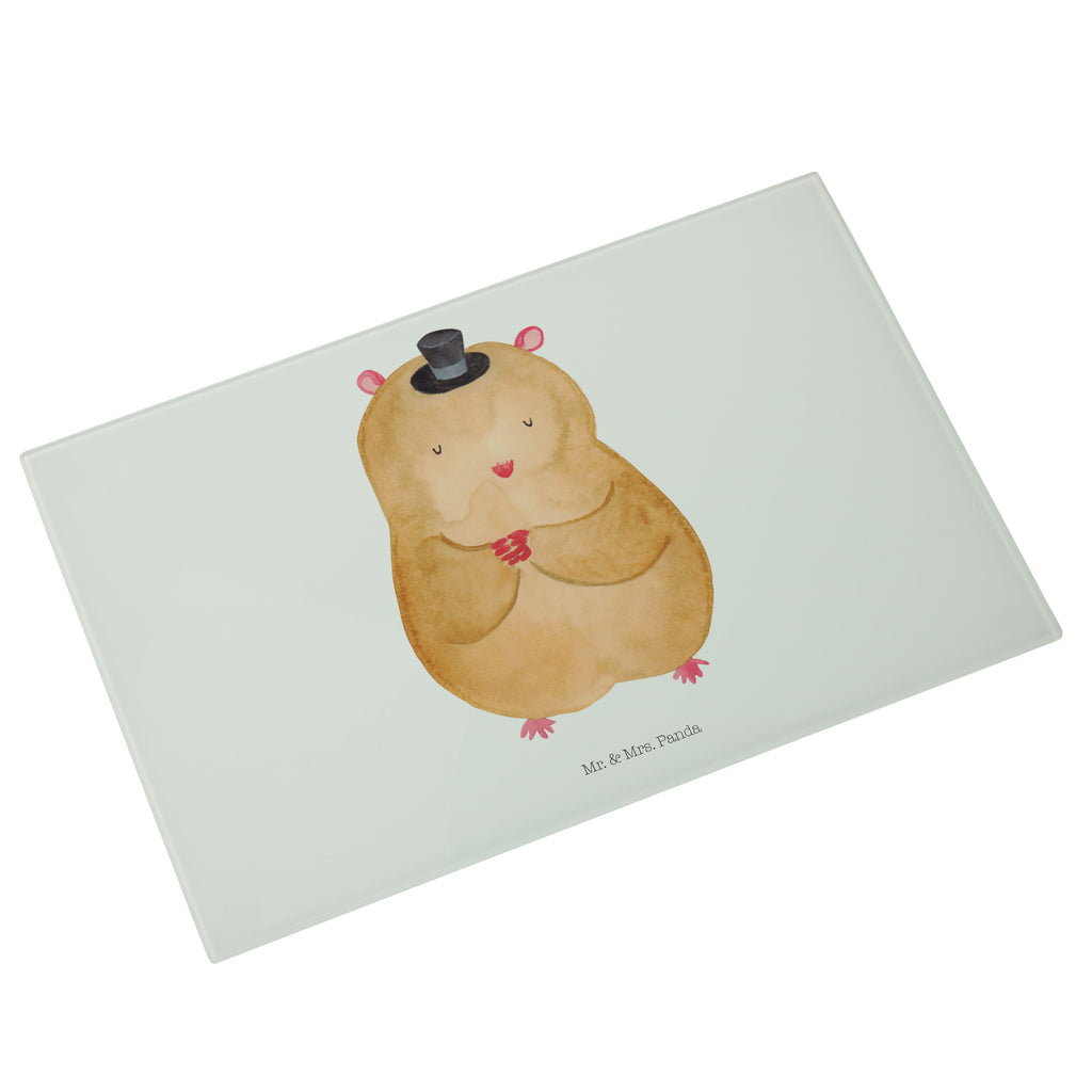 Medium Glas Schneidbrett Hamster mit Hut Glasschneidebrett, Schneidebrett, Tiermotive, Gute Laune, lustige Sprüche, Tiere, Hamster, Hut, Magier, Zylinder, Zwerghamster, Zauberer, Houdini