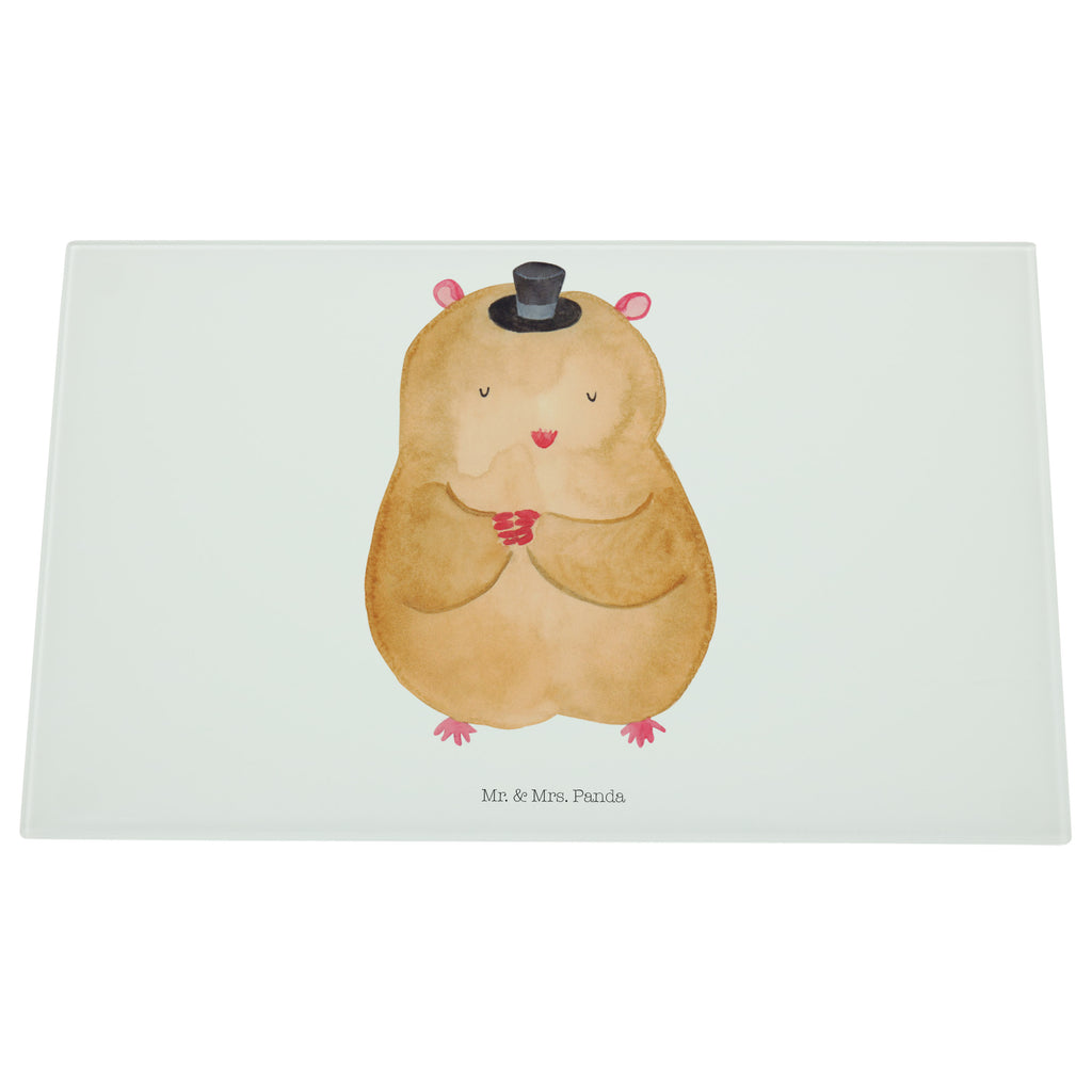Medium Glas Schneidbrett Hamster mit Hut Glasschneidebrett, Schneidebrett, Tiermotive, Gute Laune, lustige Sprüche, Tiere, Hamster, Hut, Magier, Zylinder, Zwerghamster, Zauberer, Houdini