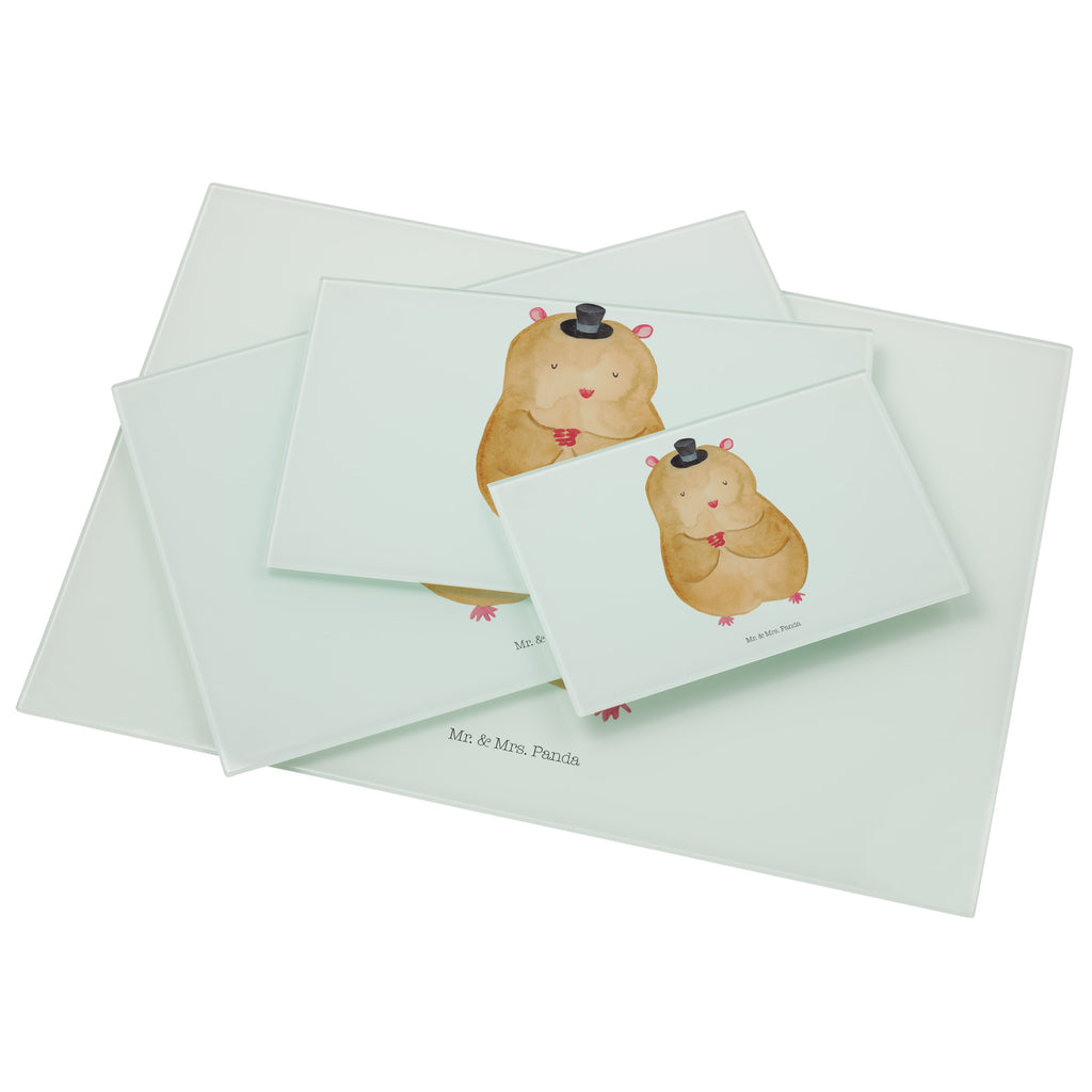 Medium Glas Schneidbrett Hamster mit Hut Glasschneidebrett, Schneidebrett, Tiermotive, Gute Laune, lustige Sprüche, Tiere, Hamster, Hut, Magier, Zylinder, Zwerghamster, Zauberer, Houdini