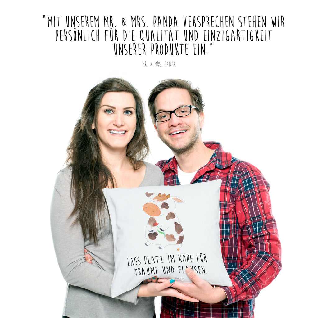 40x40 Kissen Kuh Kissenhülle, Kopfkissen, Sofakissen, Dekokissen, Motivkissen, Bauernhof, Hoftiere, Landwirt, Landwirtin, Kuh, Kühe, Träume, Flausen, Spruch, Magie, Motivtion, Hof, Milch, Milchkuh