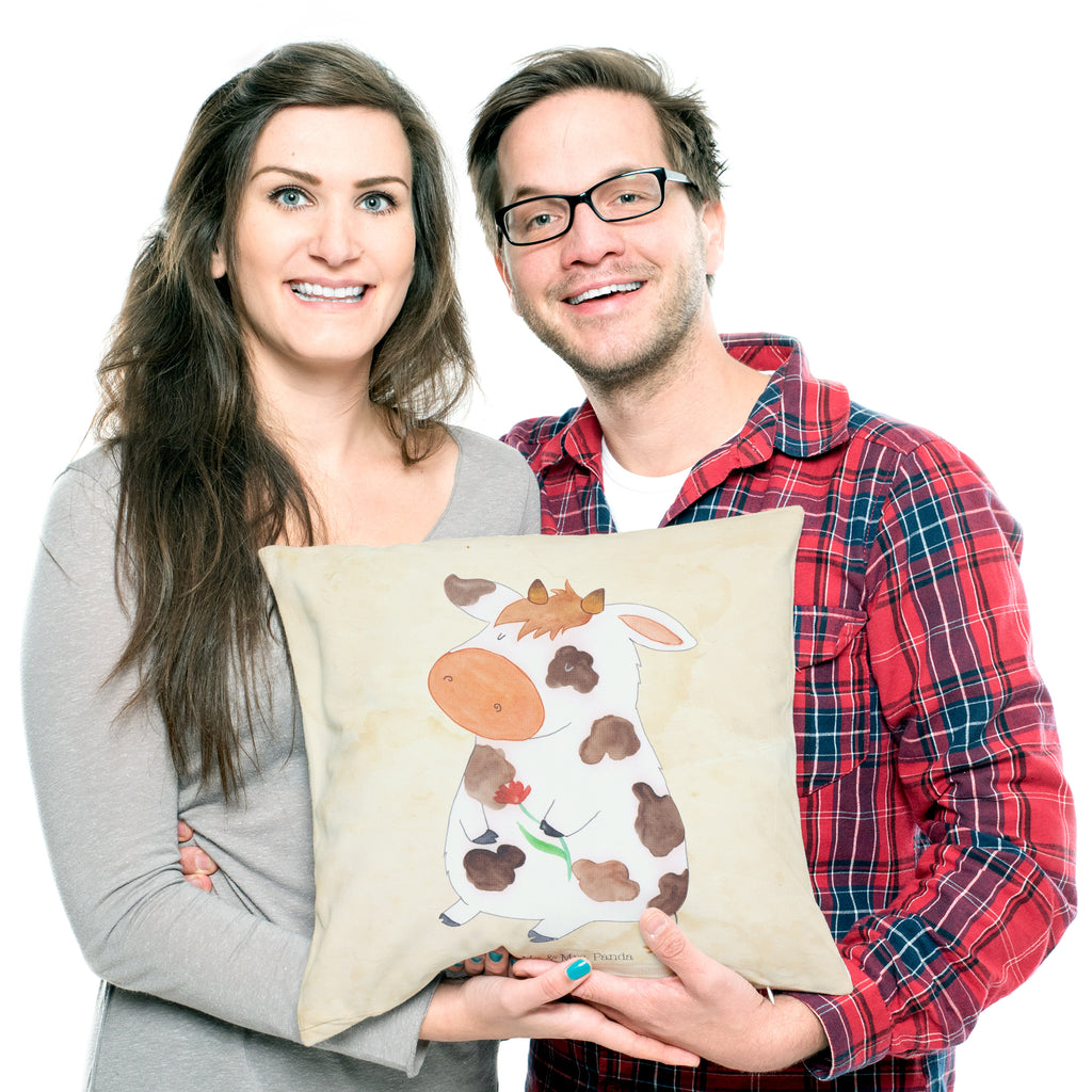 40x40 Kissen Kuh Kissenhülle, Kopfkissen, Sofakissen, Dekokissen, Motivkissen, Bauernhof, Hoftiere, Landwirt, Landwirtin, Kuh, Kühe, Träume, Flausen, Spruch, Magie, Motivtion, Hof, Milch, Milchkuh