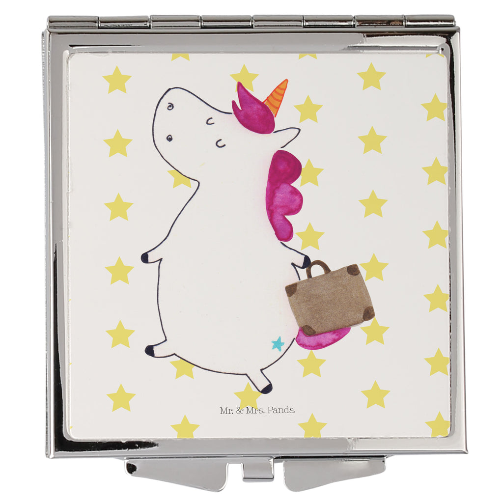 Handtaschenspiegel quadratisch Einhorn Koffer Spiegel, Handtasche, Quadrat, silber, schminken, Schminkspiegel, Einhorn, Einhörner, Einhorn Deko, Pegasus, Unicorn, unicorn, Koffer, Verreisen, Reise, Gepäck, Abenteuer, Erwachsen, Kind, albern, Spaß, lustig, witzig