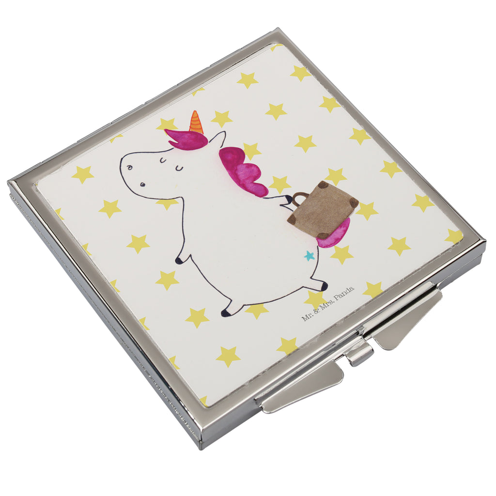 Handtaschenspiegel quadratisch Einhorn Koffer Spiegel, Handtasche, Quadrat, silber, schminken, Schminkspiegel, Einhorn, Einhörner, Einhorn Deko, Pegasus, Unicorn, unicorn, Koffer, Verreisen, Reise, Gepäck, Abenteuer, Erwachsen, Kind, albern, Spaß, lustig, witzig