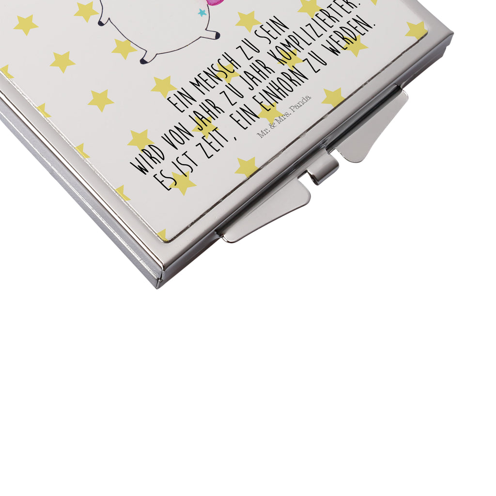 Handtaschenspiegel quadratisch Einhorn Koffer Spiegel, Handtasche, Quadrat, silber, schminken, Schminkspiegel, Einhorn, Einhörner, Einhorn Deko, Pegasus, Unicorn, unicorn, Koffer, Verreisen, Reise, Gepäck, Abenteuer, Erwachsen, Kind, albern, Spaß, lustig, witzig