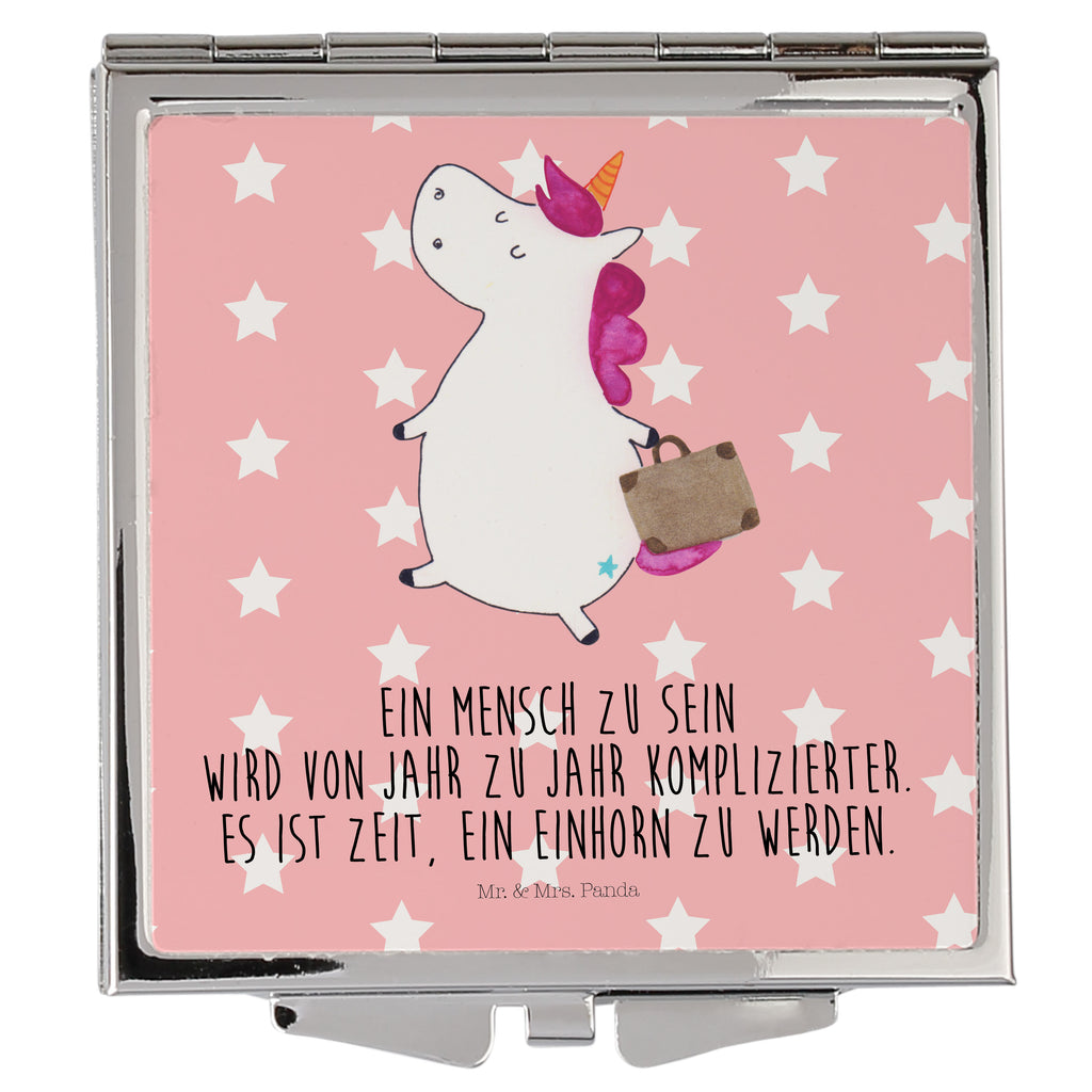 Handtaschenspiegel quadratisch Einhorn Koffer Spiegel, Handtasche, Quadrat, silber, schminken, Schminkspiegel, Einhorn, Einhörner, Einhorn Deko, Pegasus, Unicorn, unicorn, Koffer, Verreisen, Reise, Gepäck, Abenteuer, Erwachsen, Kind, albern, Spaß, lustig, witzig