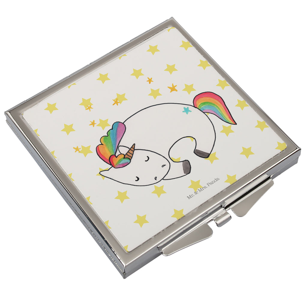 Handtaschenspiegel quadratisch Einhorn Nacht Spiegel, Handtasche, Quadrat, silber, schminken, Schminkspiegel, Einhorn, Einhörner, Einhorn Deko, Pegasus, Unicorn, Träume, Traum, unicorn, Realität, Menschen, Geschenk, Ruhe, Freundin