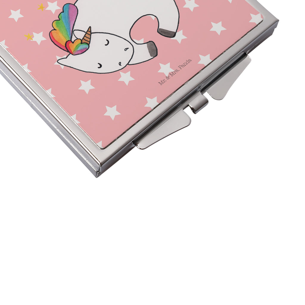 Handtaschenspiegel quadratisch Einhorn Nacht Spiegel, Handtasche, Quadrat, silber, schminken, Schminkspiegel, Einhorn, Einhörner, Einhorn Deko, Pegasus, Unicorn, Träume, Traum, unicorn, Realität, Menschen, Geschenk, Ruhe, Freundin