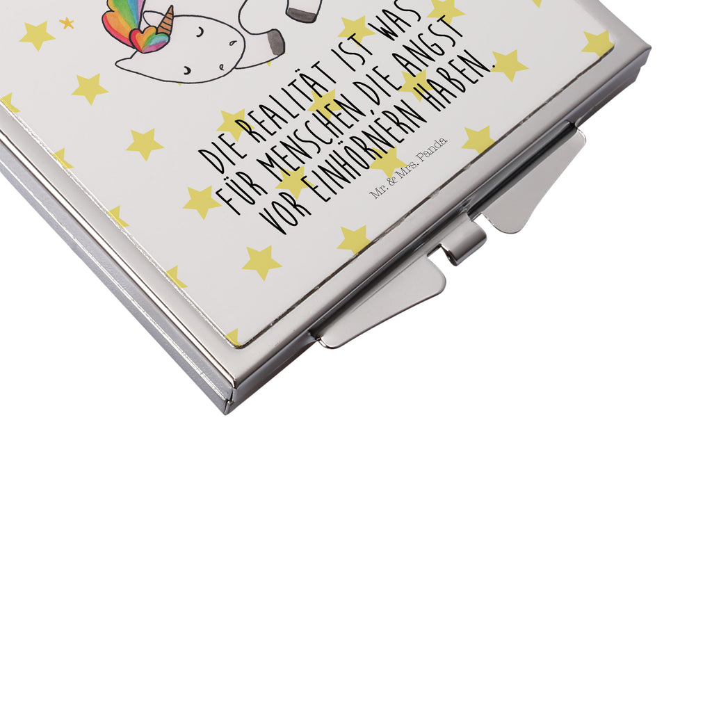 Handtaschenspiegel quadratisch Einhorn Nacht Spiegel, Handtasche, Quadrat, silber, schminken, Schminkspiegel, Einhorn, Einhörner, Einhorn Deko, Pegasus, Unicorn, Träume, Traum, unicorn, Realität, Menschen, Geschenk, Ruhe, Freundin